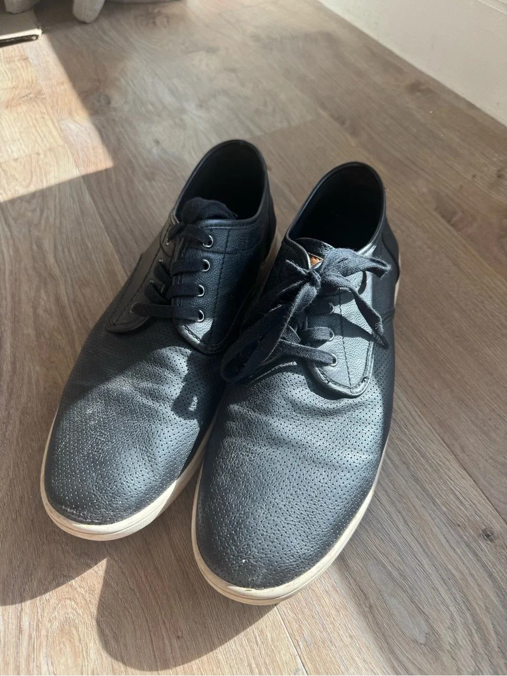 Steve Madden Black Perforated Leather Derby Shoes